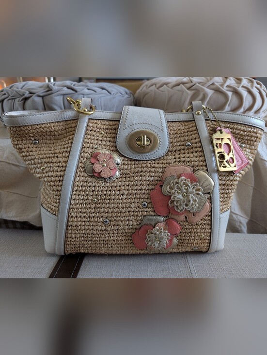 Coach | Bags | Coach Hamptons Weekend Straw Tote Bag Legacy